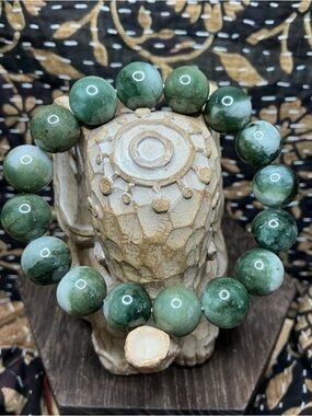 Dark Green Jadeite 12+mm - stacks great with blue Burmese!
